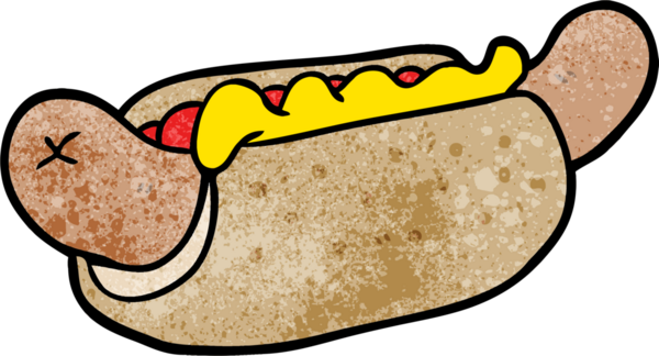 Bir insan tarafından çizilmiş taze, lezzetli bir sosisli.