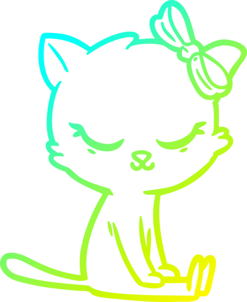 Bir insan tarafından çizilmiş bir çizgi film kedisinin soğuk gradyan çizimi