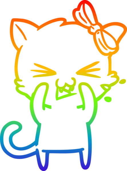 gökkuşağı gradyanı çizimi bir insan tarafından çizilmiş çizgi film kedisi