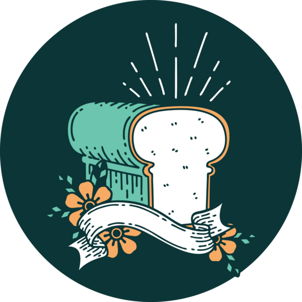 Bir insan tarafından çizilmiş bir somun ekmek dövmesi simgesi.