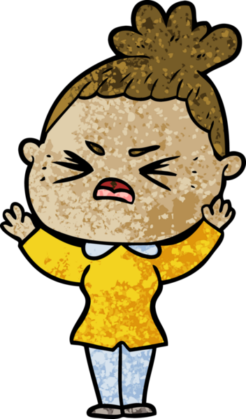 Bir insan tarafından çizilmiş kızgın bir kadın.