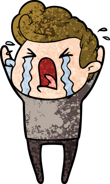 Bir insan tarafından çizilmiş ağlayan bir karikatür.