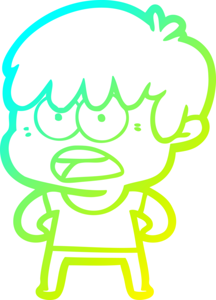 Bir insan tarafından çizilmiş endişeli çizgi film çocuğunun soğuk gradyan çizgisi.