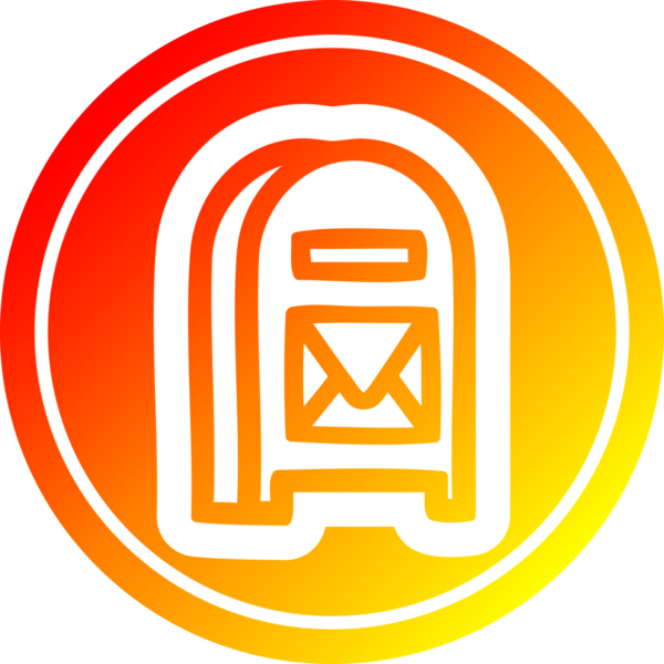 Posta kutusu dairesel simgesi bir insan tarafından çizilmiş sıcak gradyan bitiş