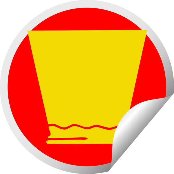 Bir insan tarafından çizilmiş dairesel soyma etiketi tuhaf çizgi film viski bardağı.