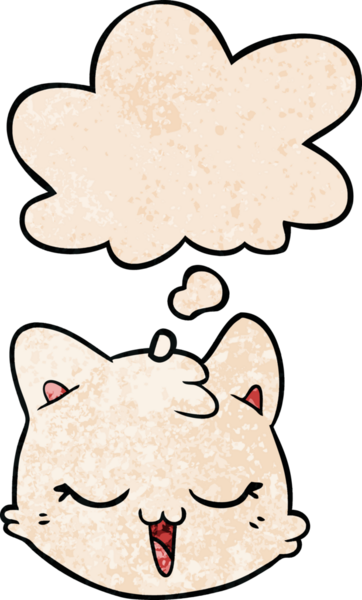 bir insan tarafından çizilmiş grunge desen biçiminde düşünce baloncuğu olan çizgi film kedisi yüzü