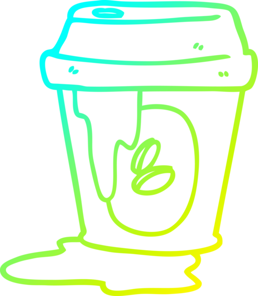 Dağınık bir kahve fincanı karikatürünü bir insan çizmiş.