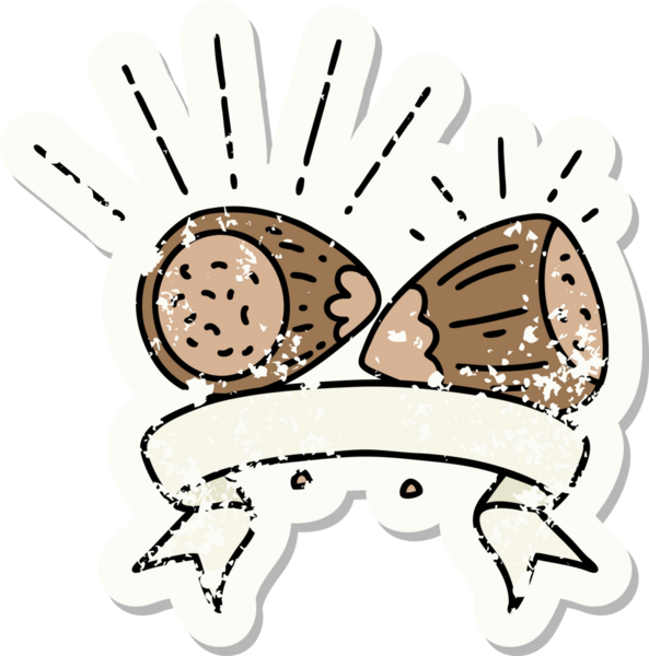 Bir insan tarafından çizilmiş eski bir dövme stili fındık yapıştırması.