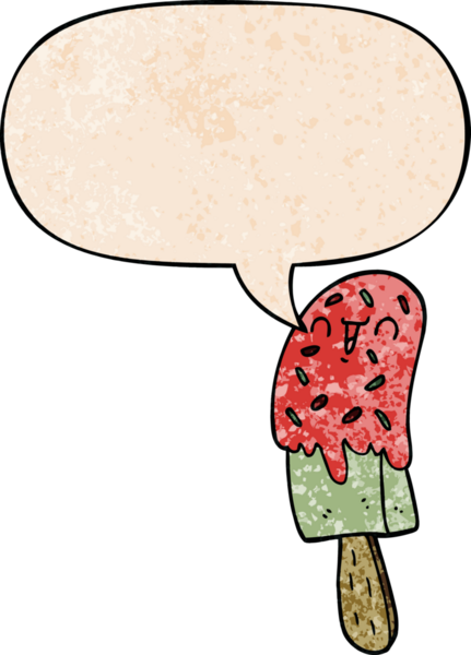 bir insan tarafından çizilmiş eski moda konuşma baloncuklu buz lolipopu.