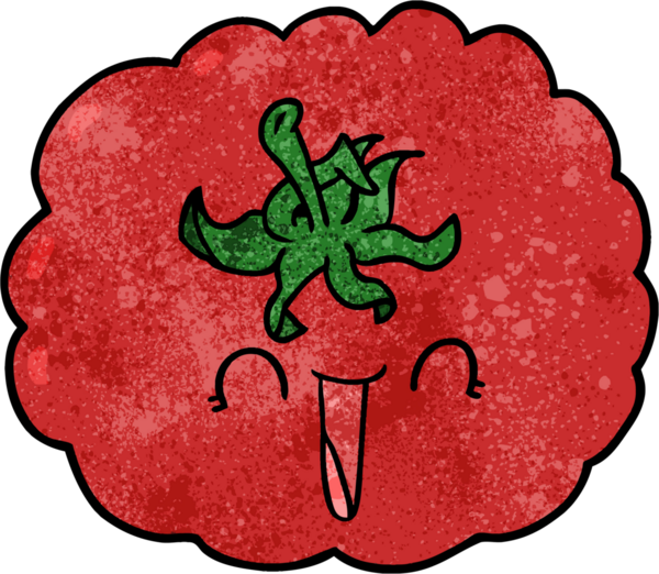 Bir insan tarafından çizilmiş mutlu domates.