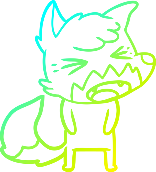 Bir insan tarafından çizilmiş kızgın bir tilkinin soğuk çizgi çizimi.