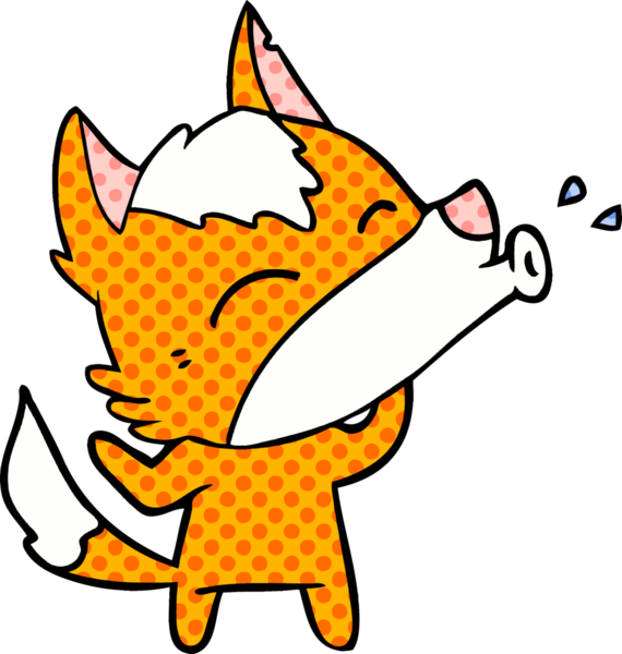 Bir insan tarafından çizilmiş tilki çizgi film karakteri