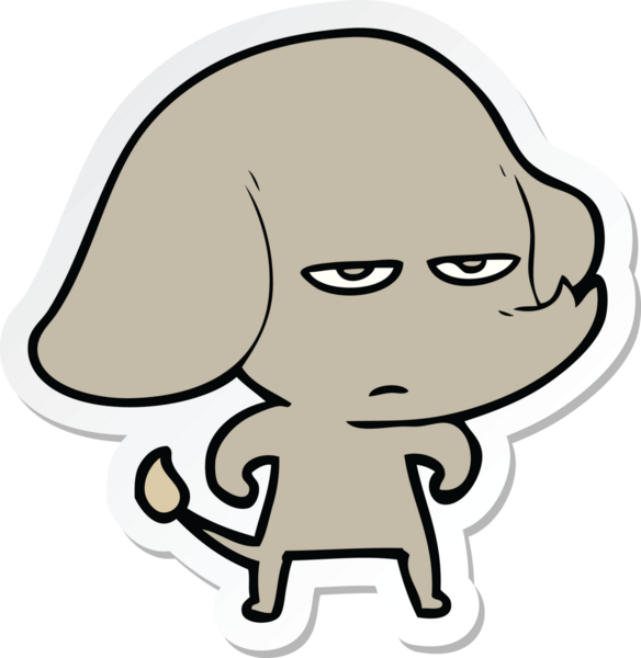 Bir insan tarafından çizilmiş kızgın bir filin çıkartması.