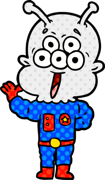 Bir insan tarafından çizilmiş mutlu uzaylı çizgi filmi.