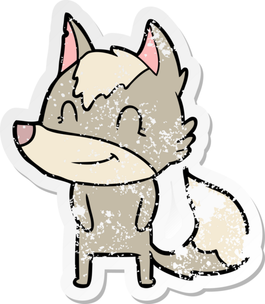 Bir insan tarafından çizilmiş dost canlısı bir kurdun sıkıntılı çıkartması.