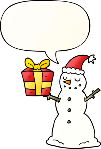 Kardan adam çizgi filmi, konuşma baloncuğuyla birlikte bir insan tarafından çizilmiş.