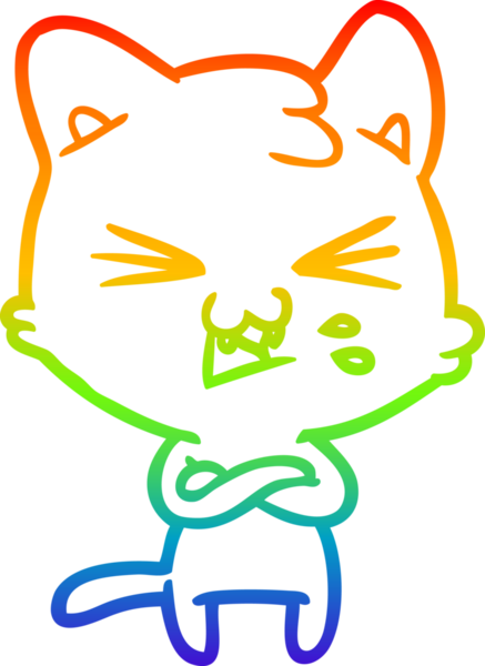 Gökkuşağı gradyan çizgi çizimi Bir insan tarafından çizilmiş bir çizgi kedi tıslama