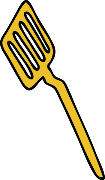 Bir insan tarafından çizilmiş tuhaf bir çizgi film spatulası