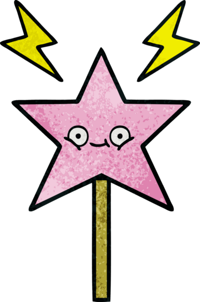 Bir insan tarafından çizilmiş sihirli bir değneğin retro grunge dokusu