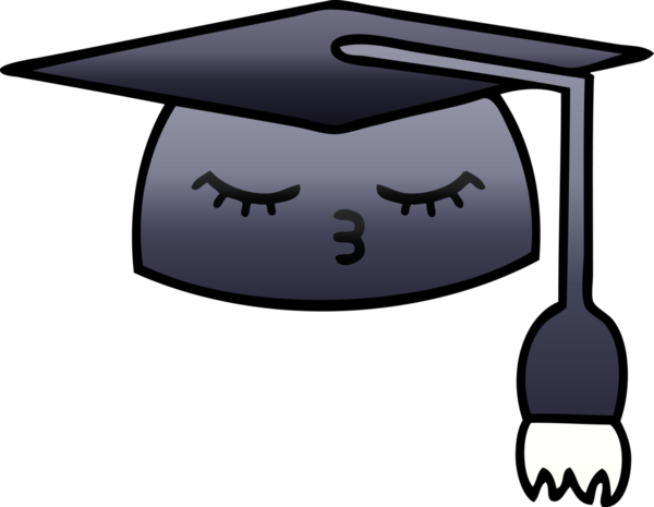 Bir insan tarafından çizilmiş mezuniyet şapkasının gölgeli çizgi filmi.