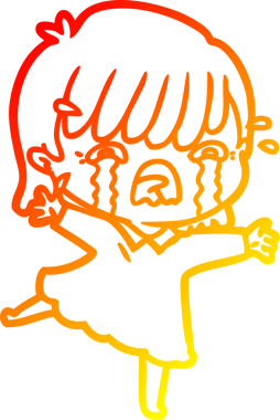 Bir insan tarafından çizilmiş ağlayan çizgi film kızı çizimi.