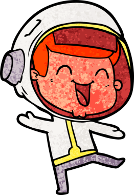 Bir insan tarafından çizilmiş mutlu astronot çizgi filmi.