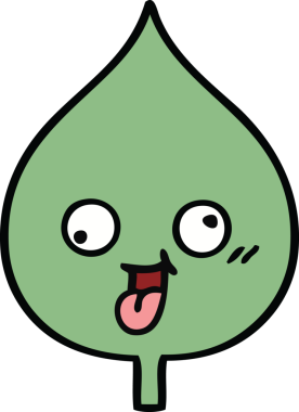 Bir insan tarafından çizilmiş dışavurumsal yaprağın sevimli karikatürü.