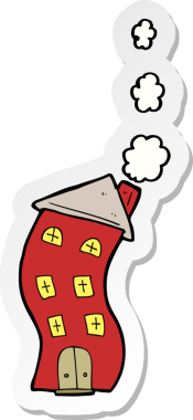 Bir insan tarafından çizilmiş komik bir karikatür evinin çıkartması.