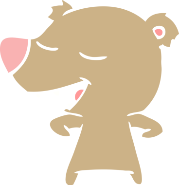 Bir insan tarafından çizilmiş düz renkli çizgi film ayısı