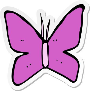 Bir insan tarafından çizilmiş kelebek sembolünün çıkartması.