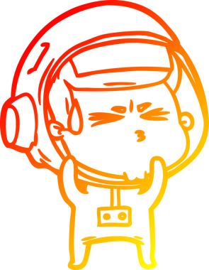 Bir çizgi film karakteri, bir insan tarafından çizilmiş astronot çizimi.