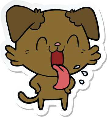 Bir insan tarafından çizilmiş nefes nefese kalmış bir köpeğin çıkartması.