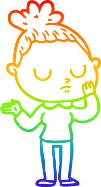 Gökkuşağı gradyan çizgi çizimi bir insan tarafından çizilmiş sakin bir kadın