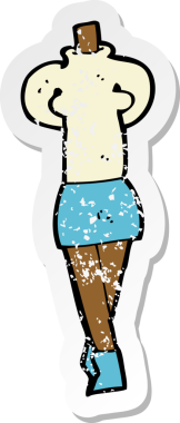 Bir insan tarafından çizilmiş bir karikatür kadın vücudunun gerilimli etiketi.