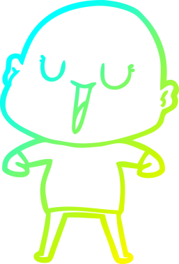 Bir insan tarafından çizilmiş, mutlu, kel bir adamın çizdiği soğuk çizgi.