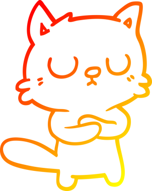 Bir insan tarafından çizilmiş çizgi film kedisinin sıcak çizgi çizimi