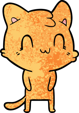 Bir insan tarafından çizilmiş mutlu bir kedi.