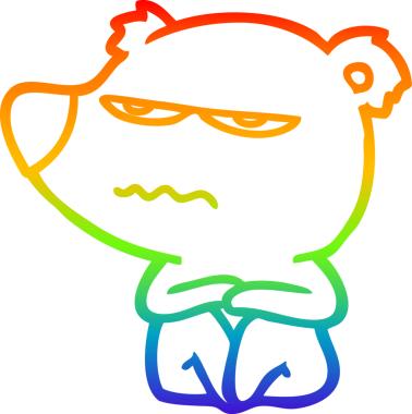 Bir insan tarafından çizilmiş kızgın ayı karikatürünün gökkuşağı gradyanı