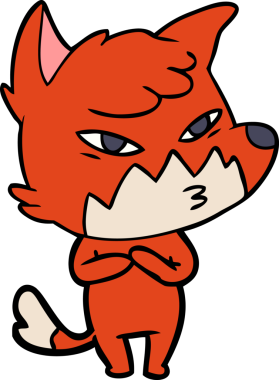 Bir insan tarafından çizilmiş akıllı çizgi film tilkisi.