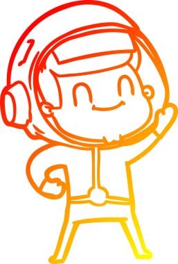 Bir insan tarafından çizilmiş mutlu bir astronotun sıcak çizgi çizimi