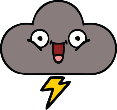 Bir insan tarafından çizilmiş fırtına bulutunun sevimli karikatürü.