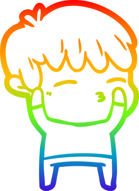 Gökkuşağı gradyanı çizimi Bir insan tarafından çizilmiş meraklı bir çocuk