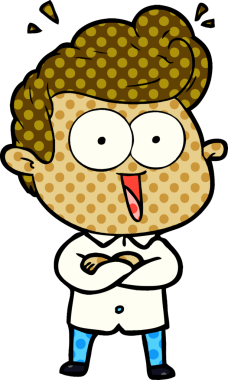 Bir insan tarafından çizilmiş heyecanlı bir çizgi film.