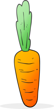 Bir insan tarafından çizilmiş karikatür havucu.