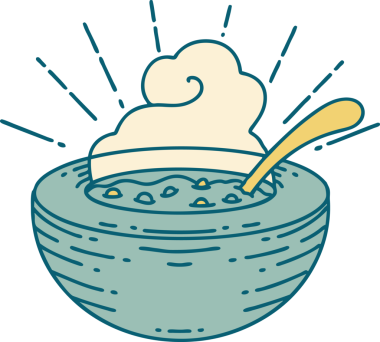 Bir insan tarafından çizilmiş geleneksel bir çorba kasesinin resmi.