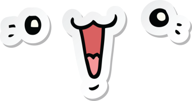 Bir insan tarafından çizilmiş şirin bir karikatür yüzü çıkartması.