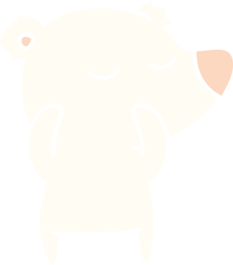 Bir insan tarafından çizilmiş mutlu düz renkli çizgi film kutup ayısı.