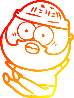 Bir insan tarafından çizilmiş sakallı bir adamın sıcak çizgi çizimi.