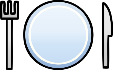 Bir insan tarafından çizilmiş tabakların ve çatal bıçakların gölgeli çizimi