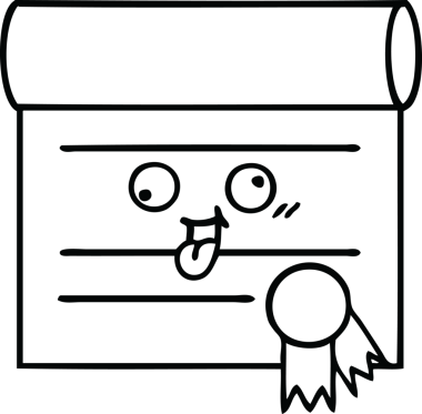 Bir insan tarafından çizilmiş bir sertifikanın çizgi çizimi